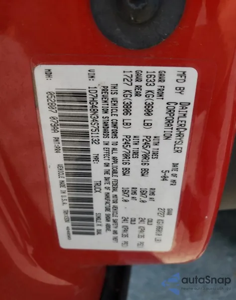 2004 Dodge Dakota Quad Slt из США, поврежденный, VIN 1D7HG48N34S751132